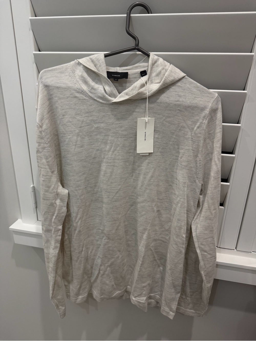Vince Lightweight Hooded Long-Sleeve Shirt in Oatmeal Blend
